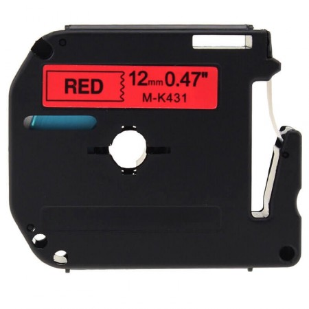 Fita Compatível M-K431 MK-431 12mm Preto/Vermelho p/ rotulador Brother